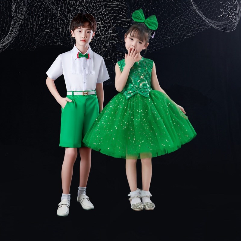 六一儿童演出服男童礼服女童公主裙蓬蓬纱裙中小学生大合唱表演服