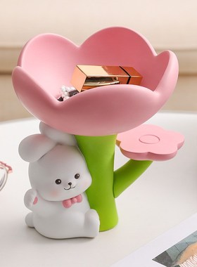 奶油风钥匙收纳摆件戴珍珠耳环托盘客厅玄关家居装饰乔迁礼物