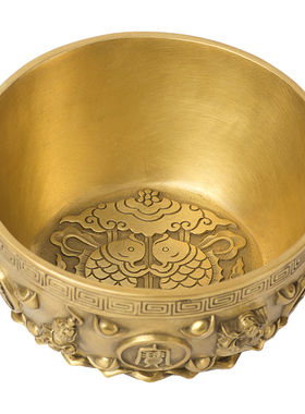 黄铜聚宝盆摆件存钱罐工艺品家居办公室桌面装饰开业乔迁新居礼物