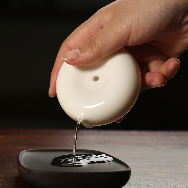 德化羊脂玉白瓷水滴 陶瓷砚滴砚台磨墨专用水盂滴水文房四宝书法