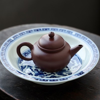 黄文俊紫泥手拉壶 黑金刚龙蛋壶水平 朱泥潮州单丛工夫茶壶 小号