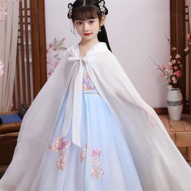 汉服披风女童古风披肩夏季薄款配裙子儿童防晒斗篷小外套防风外出