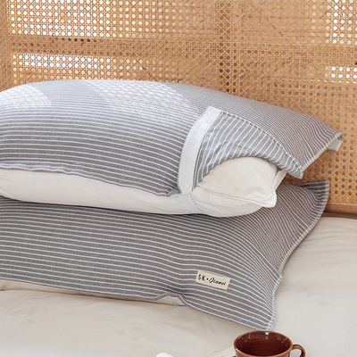 防油单人男生枕巾绑带款纯棉纱布单条一对装防滑不脱落固定防脱落