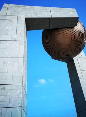 大型城市园林景区石雕自然之门不锈钢圆球雕塑金属小品户外摆件