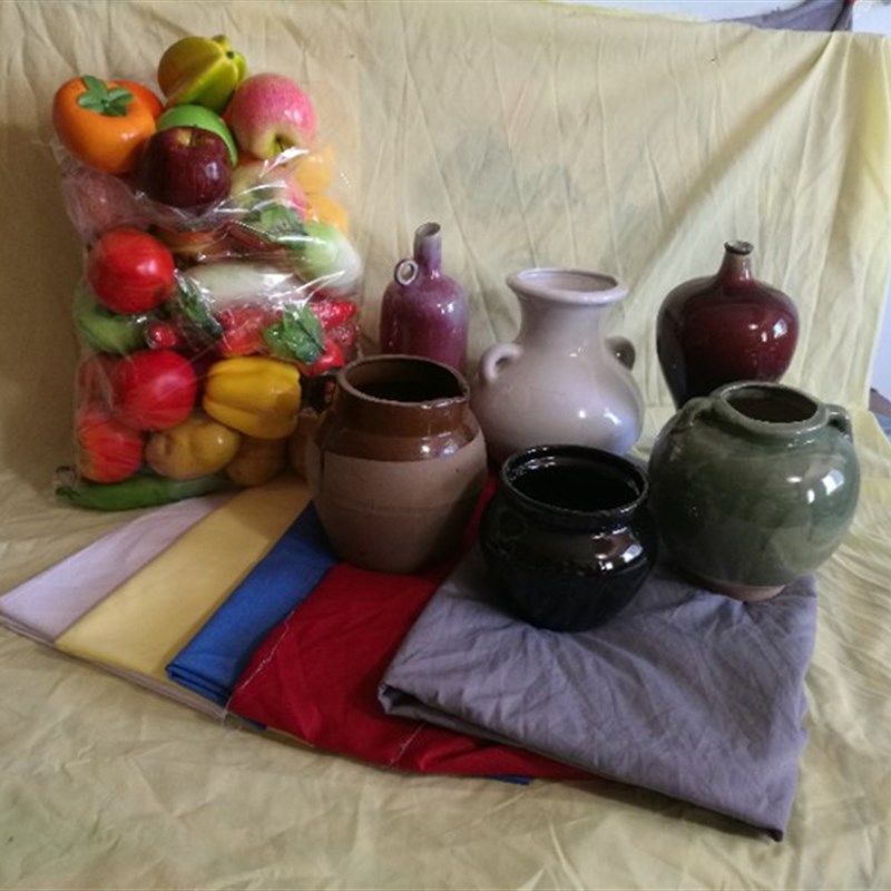 教具美术用品画材 陶瓷器静物陶罐衬布蜡果组合素描套装 包邮