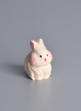 手工木雕兔子周边情侣一对汽车小摆件兔年可爱创意装饰女闺蜜饰品