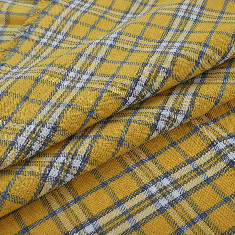 田园风裙子裤子外套涤棉面料磨毛色织格子衬衫服装布料diy做衣服