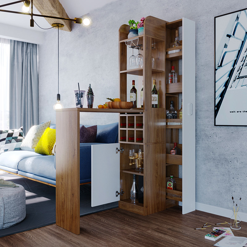 家用酒柜伸缩吧台一体 客厅餐边柜家庭餐厅柜子靠墙隔断柜折叠桌