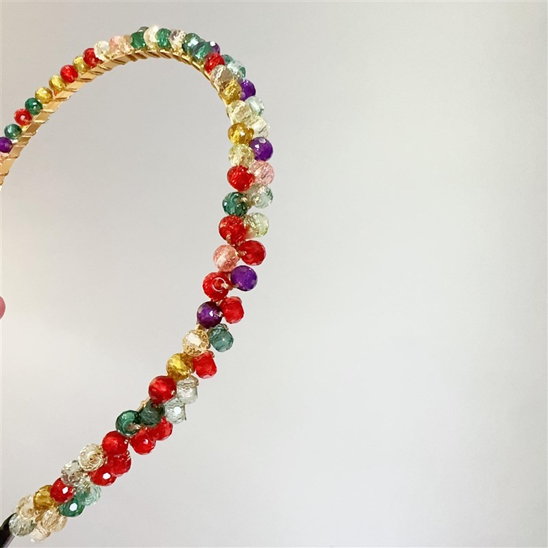 女童公主彩色仿水晶发箍 儿童串珠细发箍