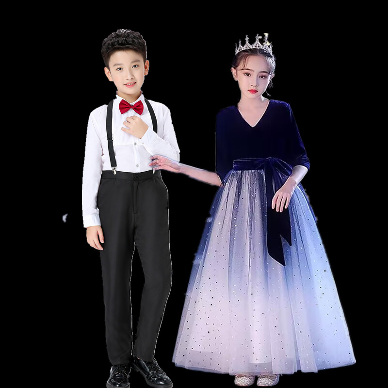 儿童演出服中小学生大合唱团诗歌朗诵表演服男女童钢琴主持礼服新