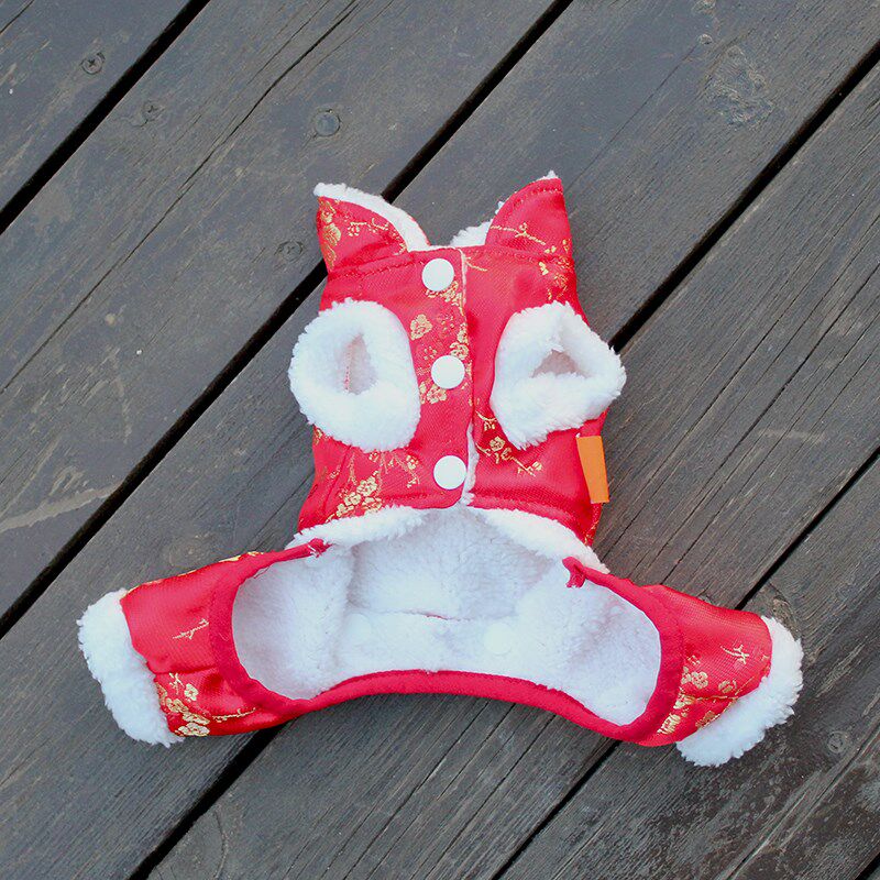 中国风新年装唐装奶狗四脚茶杯幼犬超小码宠物狗狗吉娃娃比熊衣服