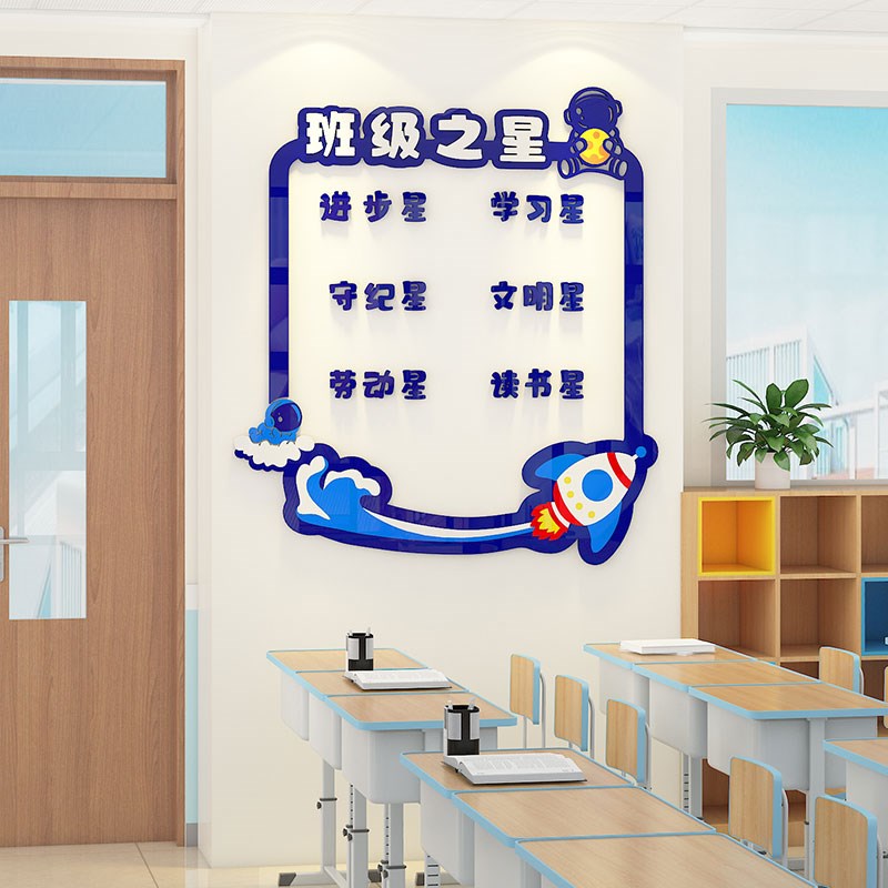 每周班级之星文化墙贴开学布置教室装饰中小学评比栏光荣榜照片墙