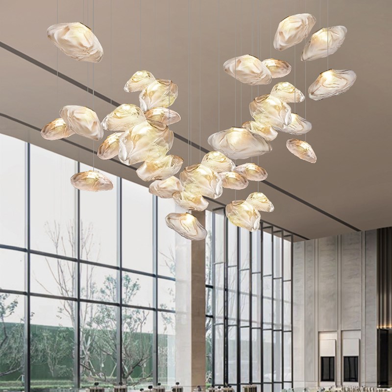 别墅复式大吊灯loft楼梯长吊灯设计师公寓客厅挑空酒店大堂云朵灯