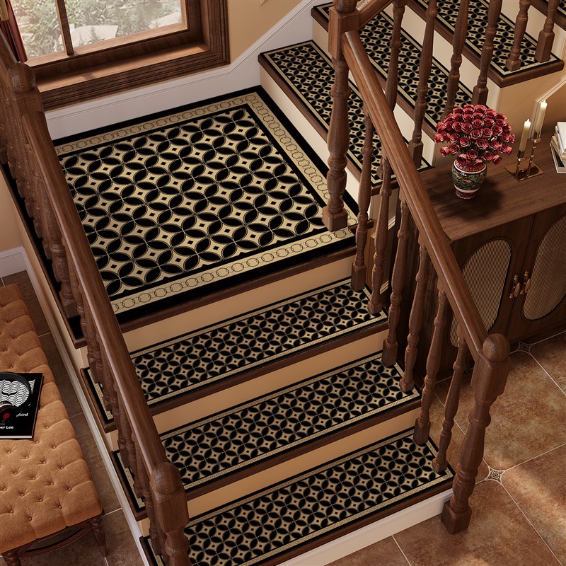 复古楼梯垫踏步垫免胶自粘防摔防滑地垫实木台阶静音减震专用地毯
