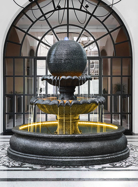 大型圆球流水喷泉摆件创意庭院落地鱼池水景室内户外招财转运装饰