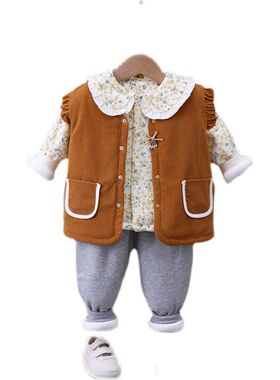 婴儿衣服秋冬季棉衣小婴儿洋气小套装宝宝薄棉衣男女宝宝棉背带裤