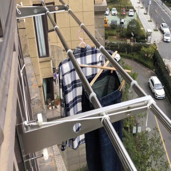 窗外晒衣架窗框晒被子家用阳台边栏杆晾衣架防盗网挂衣牢固不锈钢