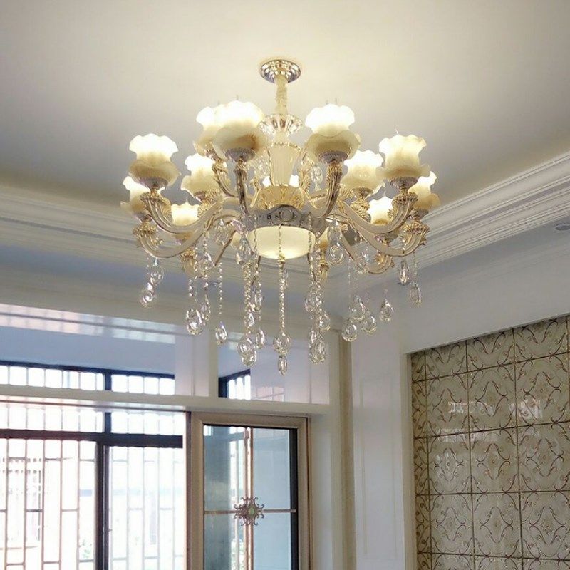 欧式大吊灯锌合金水晶灯美式客厅灯餐厅灯卧室大气灯具现代奢华灯,家装灯饰光源,客厅吊灯,淘宝优惠券,粉丝福利购,淘宝优惠卷