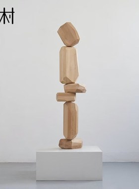 酒店样板间抽象实木雕塑艺术品落地摆件售楼部会所玄关竖高装饰品