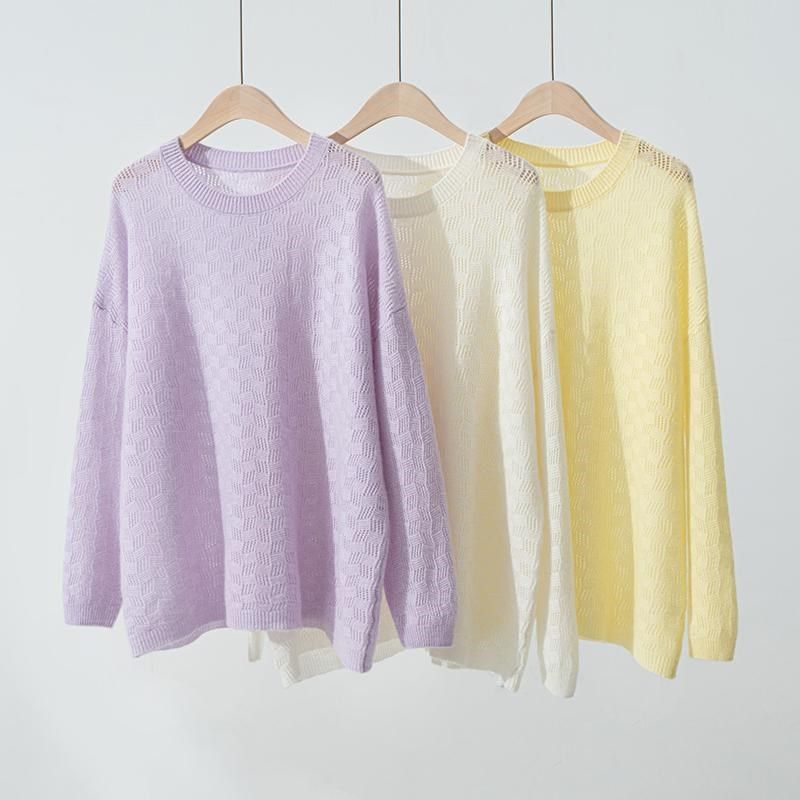 薄款镂空100%山羊绒针织衫女秋冬款圆领宽松套头内搭打底毛衣罩衫,女装/女士精品,羊绒衫,淘宝优惠券,粉丝福利购,淘宝优惠卷