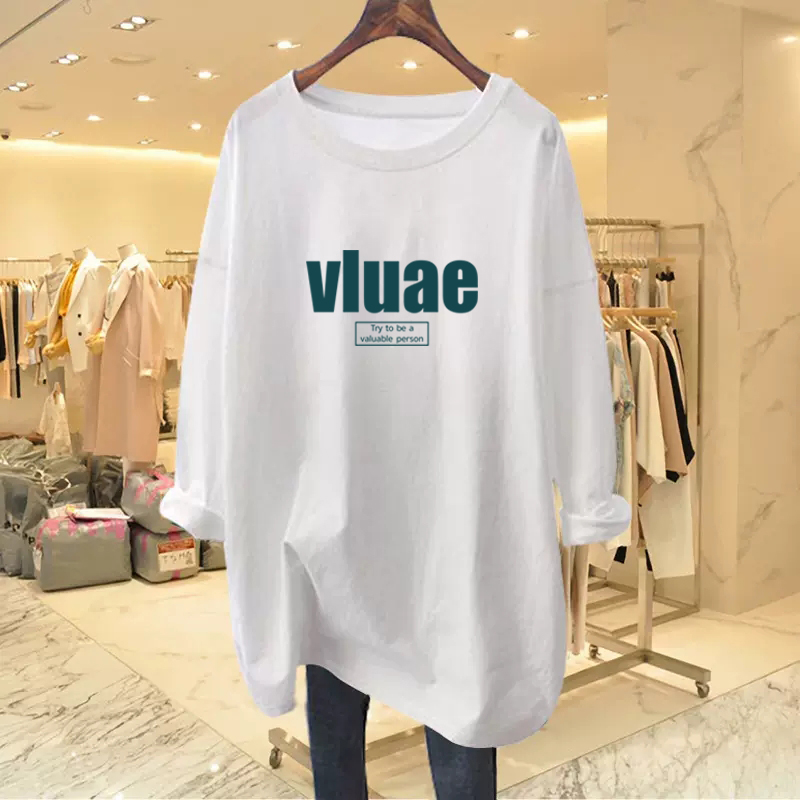 孕妇装春秋季长袖t恤女宽松纯z棉遮屁股时尚中长款内搭打底衫上衣