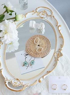 首饰托盘摆件法式复古展示珠宝饰品拍照商品美甲耳环背景镜子道具