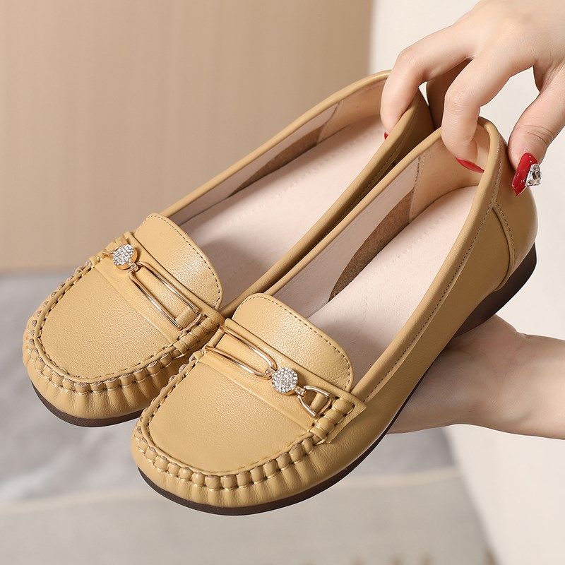 真皮平底单鞋春夏牛筋底舒适妈妈鞋大码41一43女鞋软底手工豆豆鞋,女鞋,乐福鞋（豆豆鞋）,淘宝优惠券,粉丝福利购,淘宝优惠卷