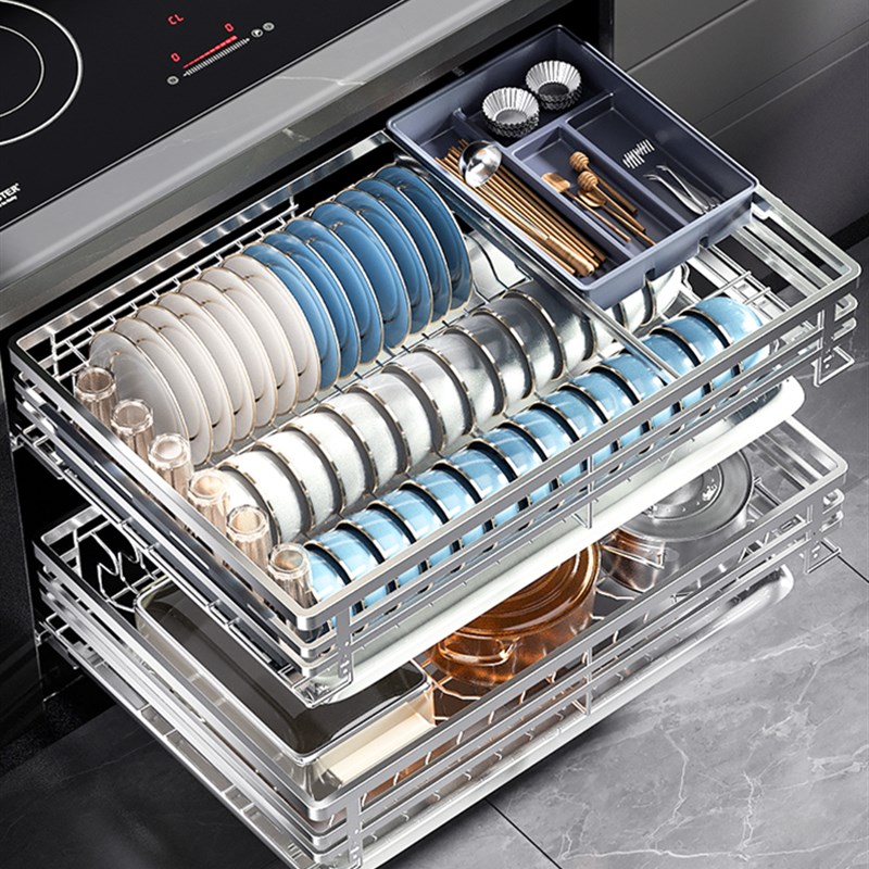 浅拉篮410 460深碗篮800橱柜拉篮304不锈钢550抽屉式650碗碟蓝720