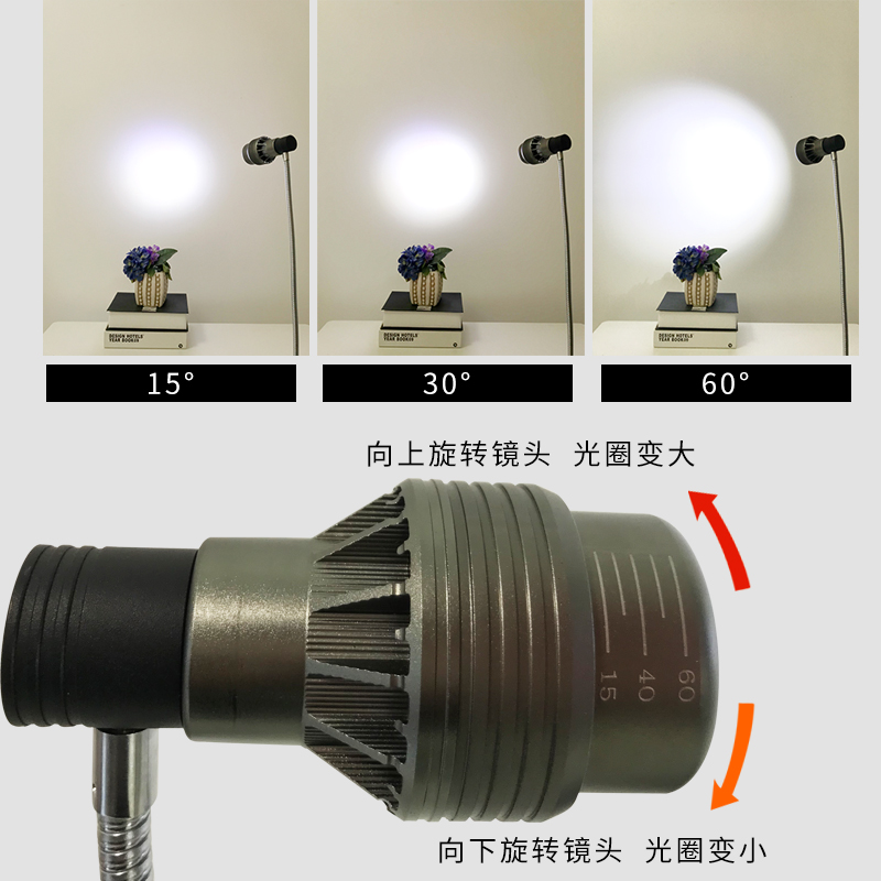 led可调光圈大小可调焦铁夹聚光超亮光插电台灯鱼缸机床维修射灯