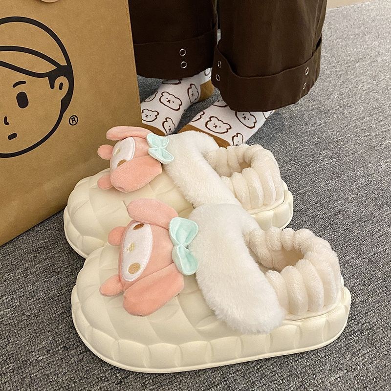可拆卸棉拖鞋女士冬季外穿室内家居厚底超软防水踩屎感拖鞋男冬天