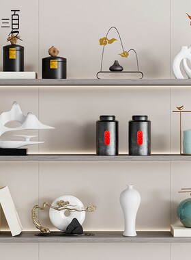 新中式茶室展示柜摆件禅意中国风酒店酒柜民宿博古架书房软装饰品