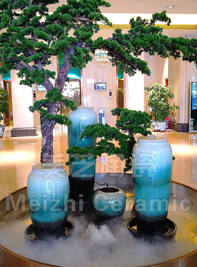 客厅陶瓷花瓶喷泉流水摆件循环水景陶罐落地加湿器成品涌水缸坛子