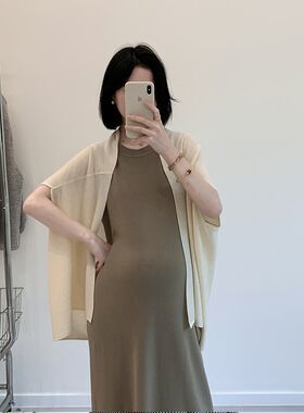 孕妇装法式温柔不规则含羊毛针织披肩外套女罩衫防晒Y开衫外搭上