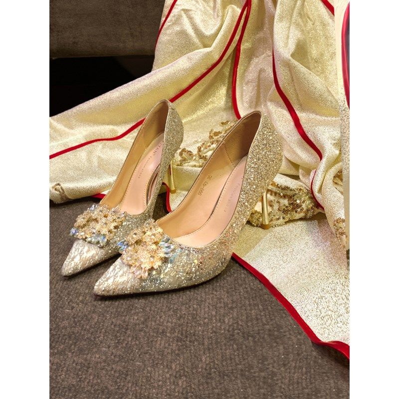 主纱婚鞋婚纱两穿新娘鞋女2025新款金色水晶高跟鞋不累脚婚礼服鞋,女鞋,浅口单鞋,淘宝优惠券,粉丝福利购,淘宝优惠卷