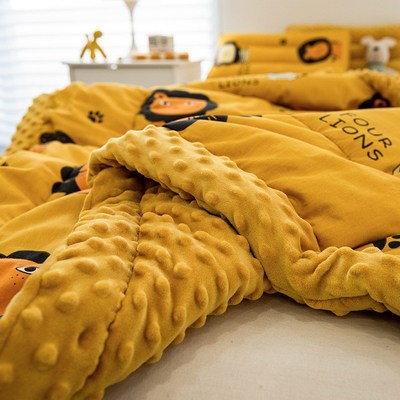 冬季豆豆绒加厚毛毯儿童纯棉盖毯午睡毯子单双人全棉豆豆被子春秋