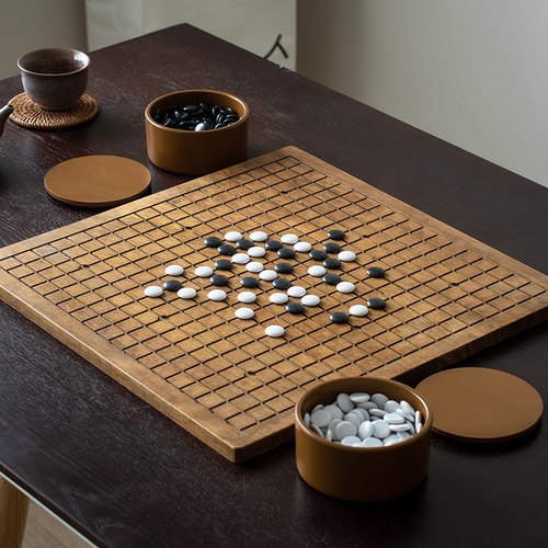 二合一木制棋盘套装大人成人儿童初学者黑白五子棋子实木围棋象棋