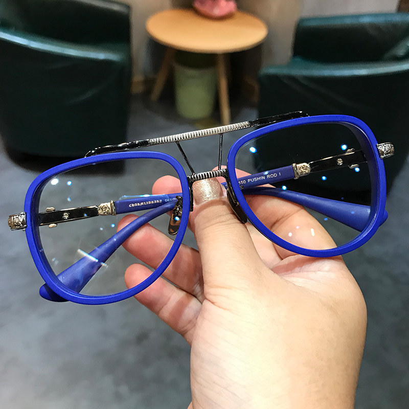 简丹剋萝心眼镜框架202s0新款重工透明宽脸时尚大脸男女近视蛤蟆