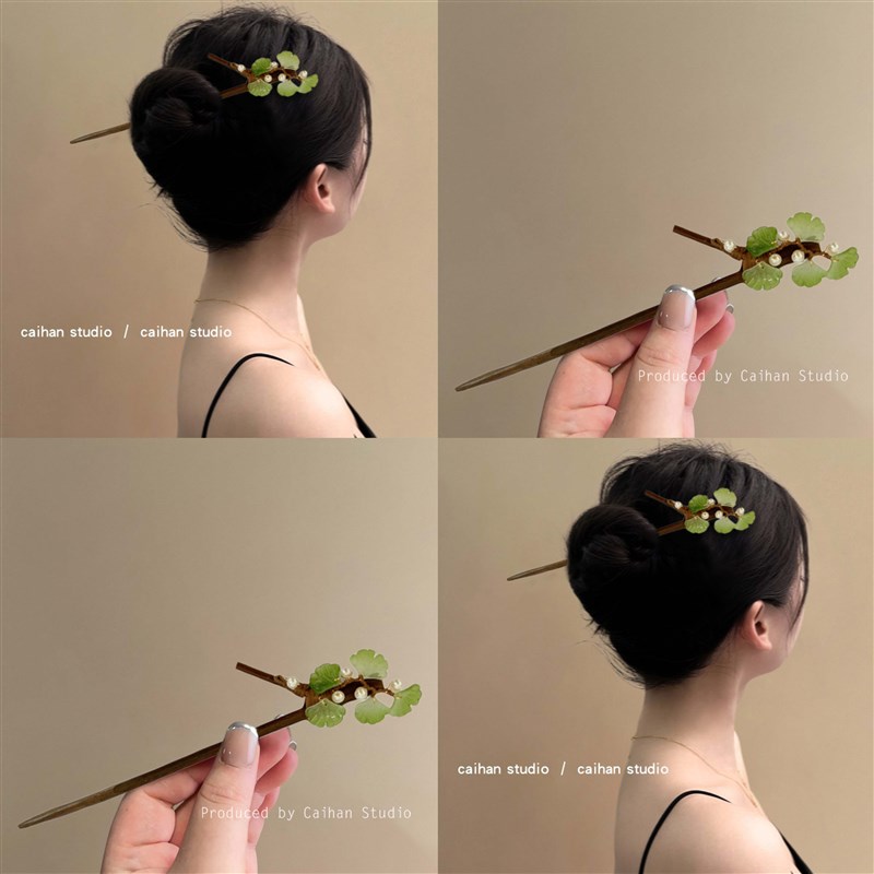 松竹涧影~国风珍珠m发簪新中式竹节发钗女马面裙配饰汉服簪子头饰