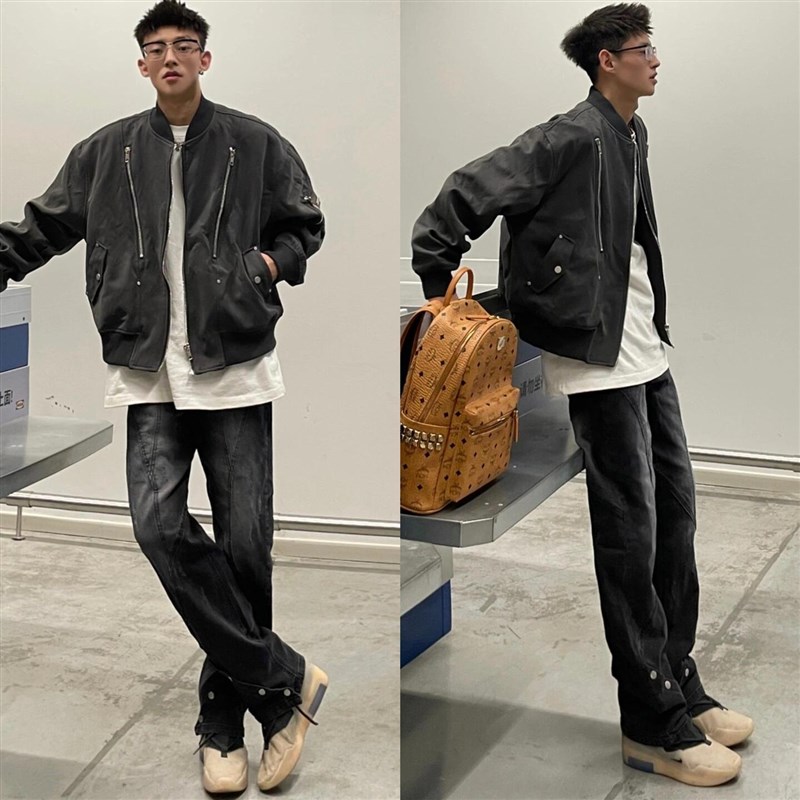 韩版潮流男生夹克春季2025新款男E装套装帅气搭配牛仔裤男春装衣