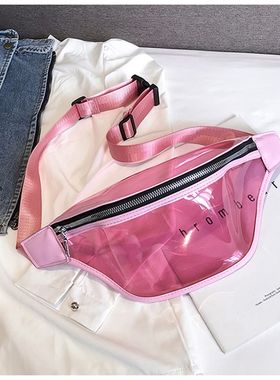 儿童果冻塑料腰包男女孩百搭时尚单肩斜挎胸包新款透明沙滩潮女包