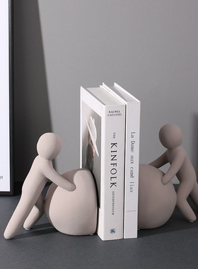 北欧创意简约人物书靠艺术陶瓷书夹书房办公室桌面家居装饰书立挡