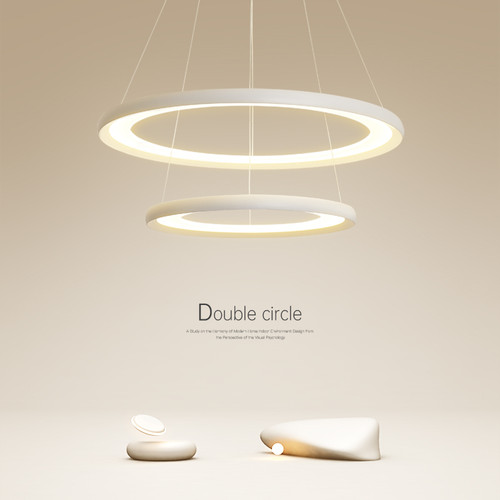 餐厅灯吊灯现代简约大气创意环形客厅灯卧室灯家用餐厅灯中山灯具