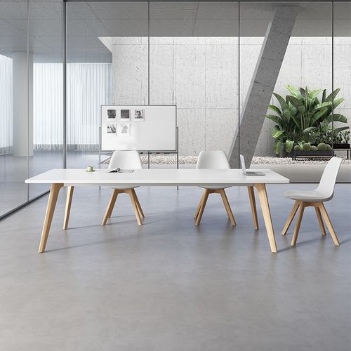 会议桌简约现代小型长条桌简易工作台北欧实木脚洽谈桌椅组合家具