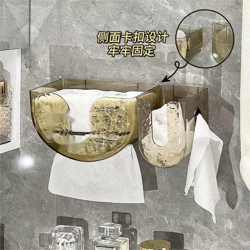 面巾纸纸盒子卫生间圆形可爱洁面垃圾桶置物架收纳盒卷筒式大号