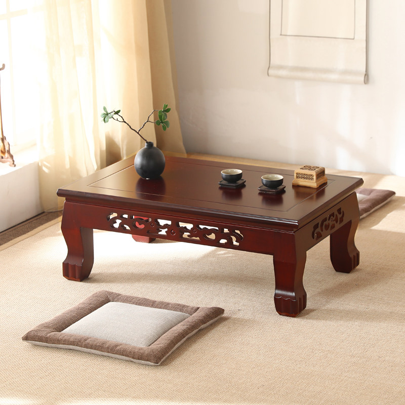 榻榻米桌实木炕桌几简约飘窗桌子小茶几中式方R桌阳台书桌榆木矮