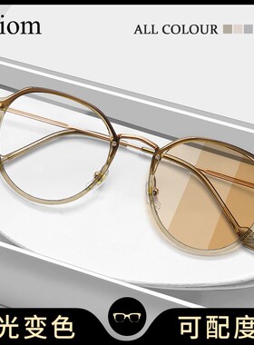 感光变茶色近视墨镜女款可配度数级感大框显脸小防蓝.光太阳眼睛