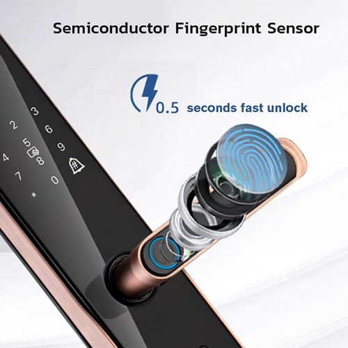 一握即开指纹锁家用入户防盗门锁室内木门涂鸦感应电W子密码智能