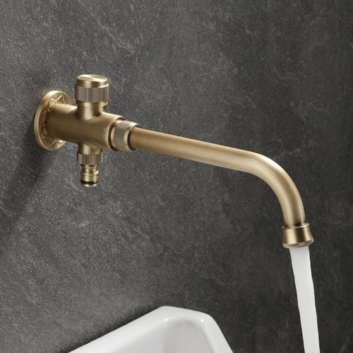 仿古全铜入墙式拖把池水龙头双用室外单冷复古户外防冻裂家用加长
