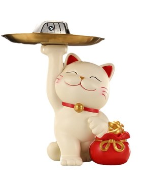 门口玄关放钥匙收纳摆件入户客厅鞋柜托盘前台发财树招财猫装饰品