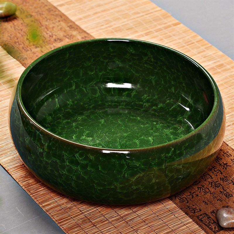 冰裂无孔水培铜钱草睡碗莲水仙绿萝花盆紫砂多肉阳台办公室盆栽